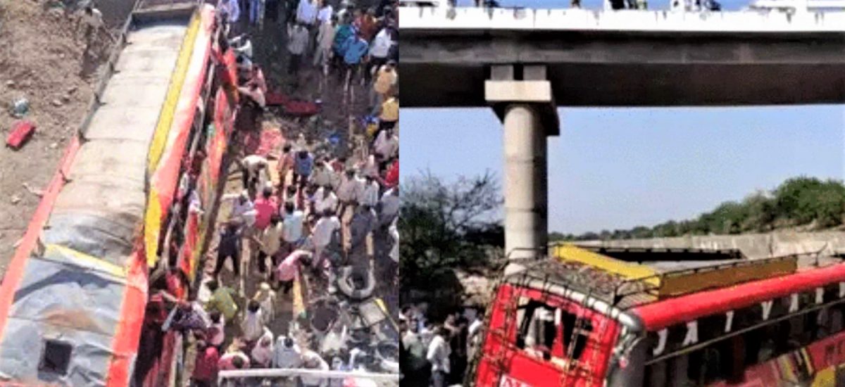 Death of 22 as bus falls off bridge in Khargone, Madhya Pradesh