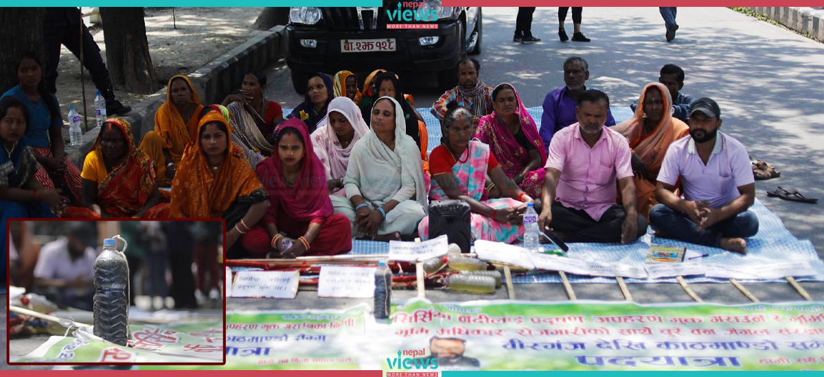 Walking 10 days to reach Kathmandu for conserving Sirsiya River; Local people from Birgunj continue demonstrations and sit-ins in Maitighar (Photo-Feature)