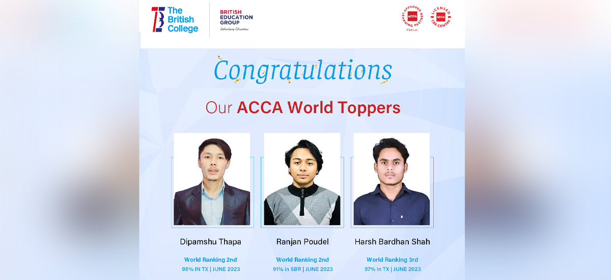 World Topper ACCA Students at The British Professional College 