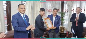 Minister Limbu applauds Sabitra Bhandari who is selected to play European Football