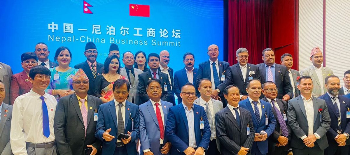 FNCCI President Chandra Dhakal addresses Nepal China Business Summit during PM Dahal’s China visit