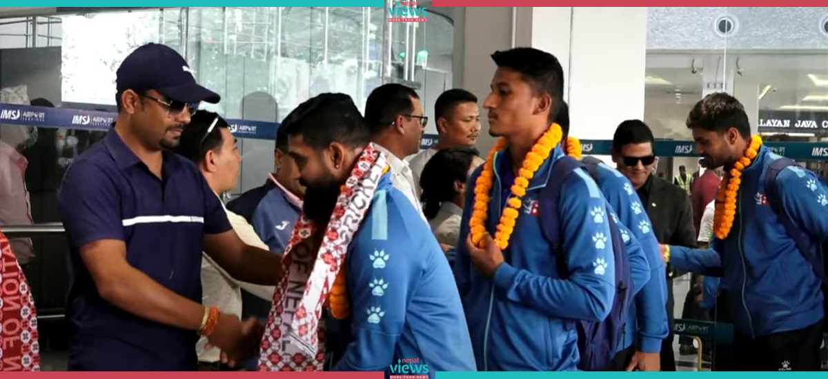 National Cricket Team arrives in Kathmandu