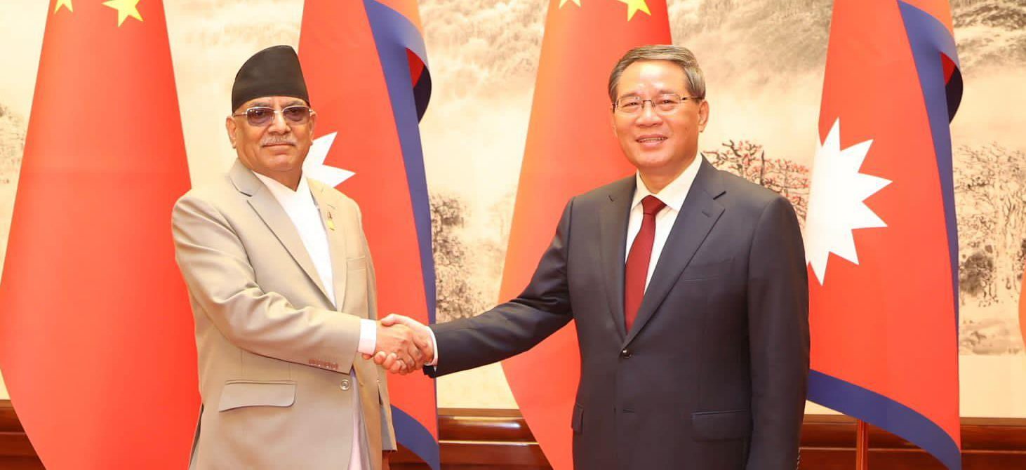 PM Dahal meets his counterpart Li Qiang in Beijing