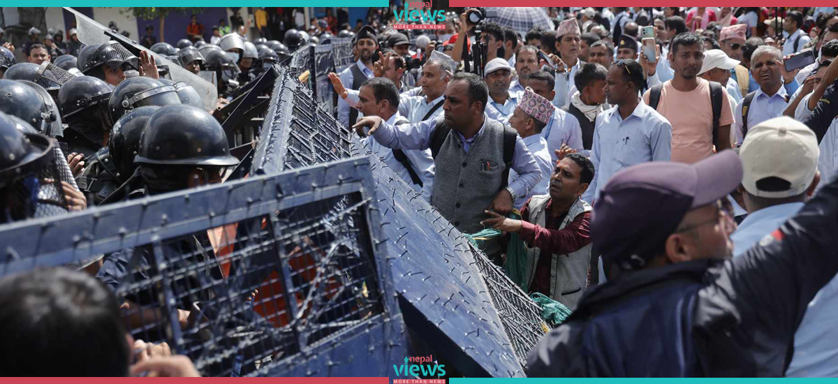 Clash between police and teachers in Baneshwor (Photo Feature)