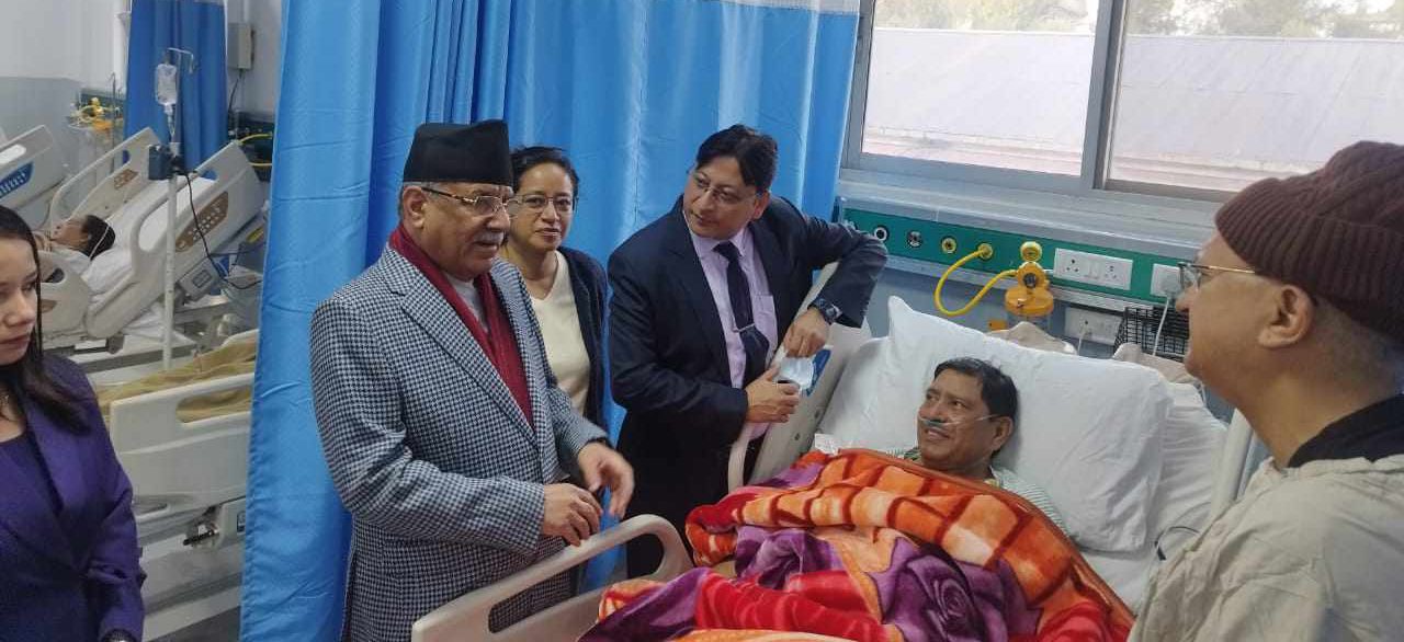 PM Dahal visits Home Minister Shrestha
