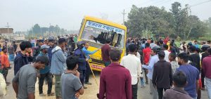 School bus hits one to death; Police use tear gas to control stressful situation in Janakpurdham