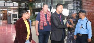 ICC Chairperson Greg Barclay arrives in Kathmandu