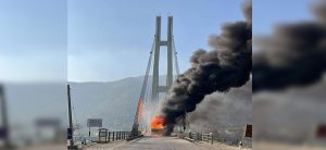 Truck blazes into fire on Karnali Bridge