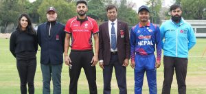 Nepal bowling against Hong Kong