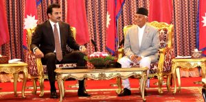Meeting between President Paudel and Qatar’s King Thani
