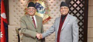 PM Dahal and CPN(UML) Chairperson Oli meet