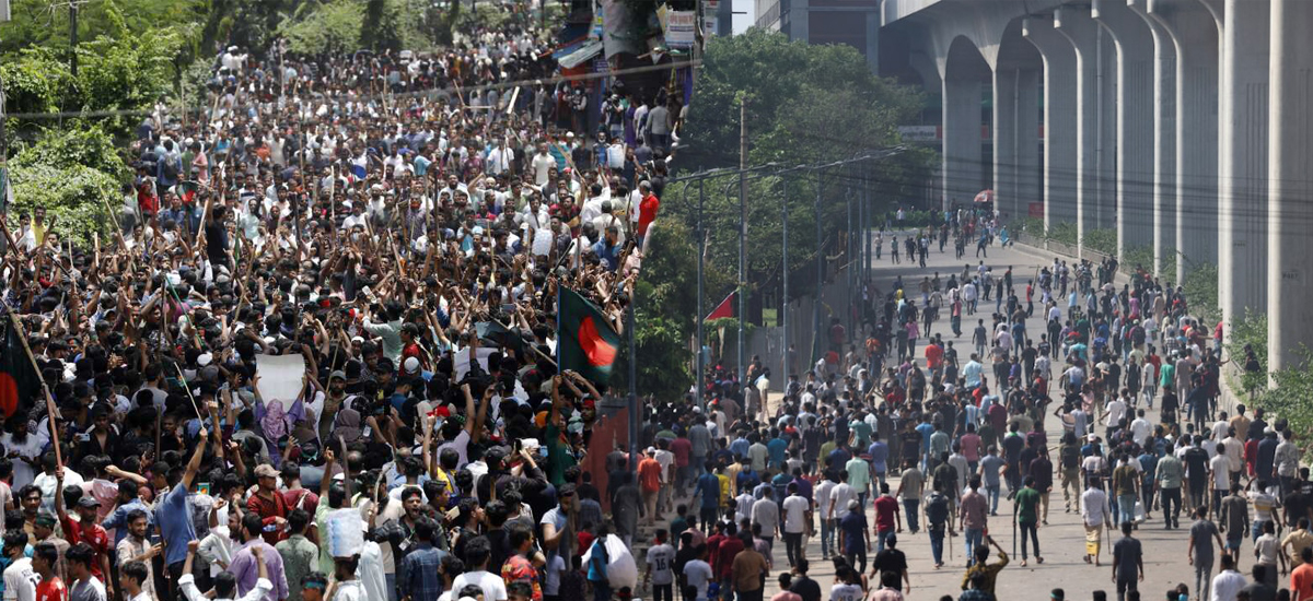 Videos of demonstrators looting Prime Minister Sheikh Hasina’s official residence circulate on social media