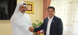 Qatari ambassador calls on Minister Bhandari with invitation for Qatar visit