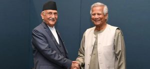 Meeting between PM Oli and Head of Interim government of Bangladesh