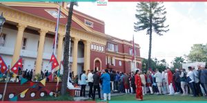 Crowd of people at Shital Niwas to receive Tika (Photo Feature)