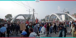 Demonstration against arrest of Rabi Lamichhane at Maitighar (Photo Feature)