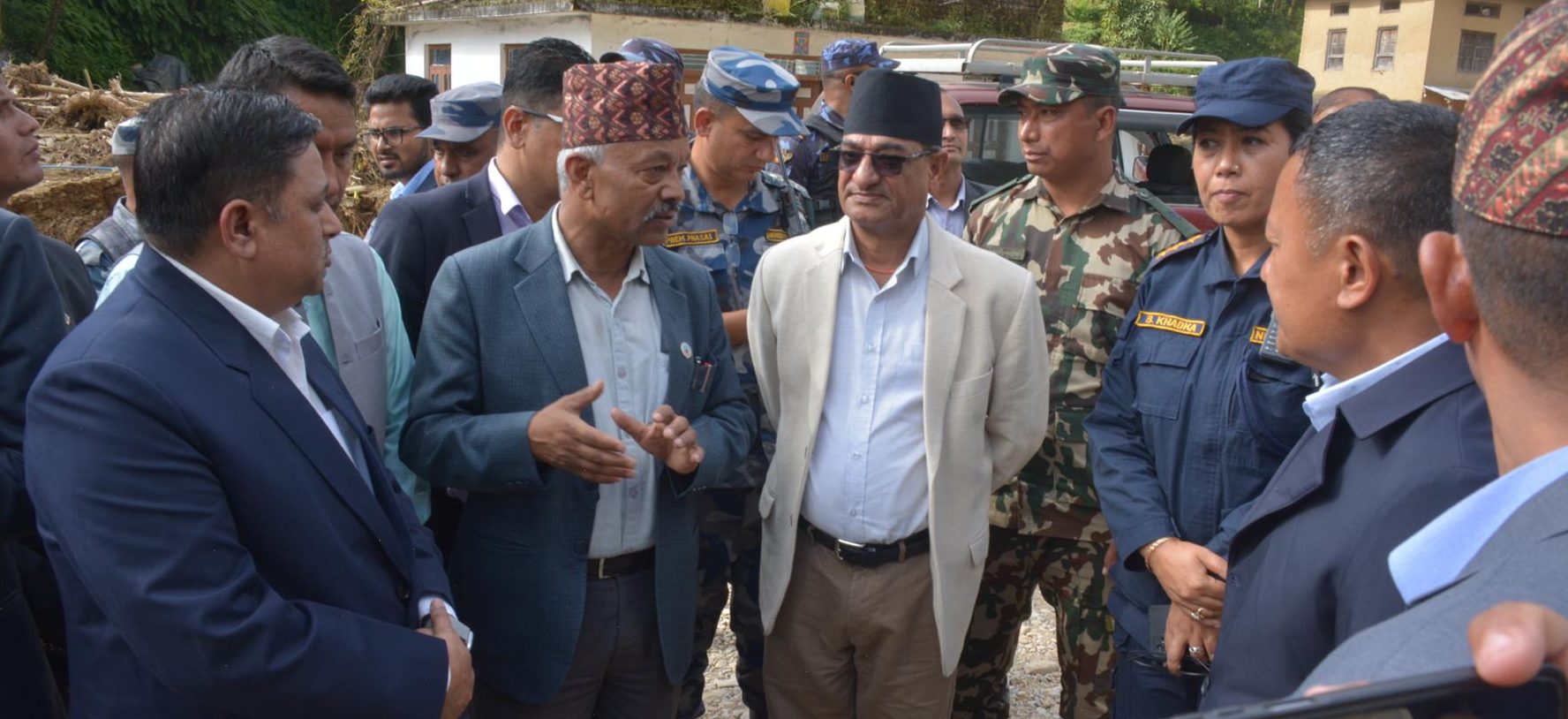 Home Minister Lekhak visits disaster-hit Bhumidanda, Bethanchowk