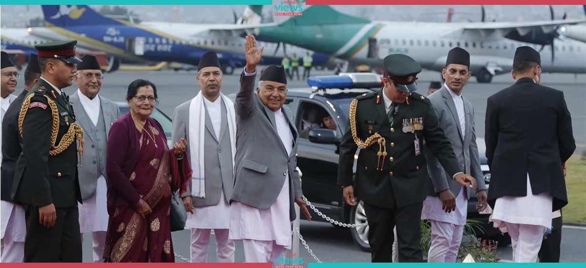 President Paudel leaves for Azerbaijan (Photo Feature)