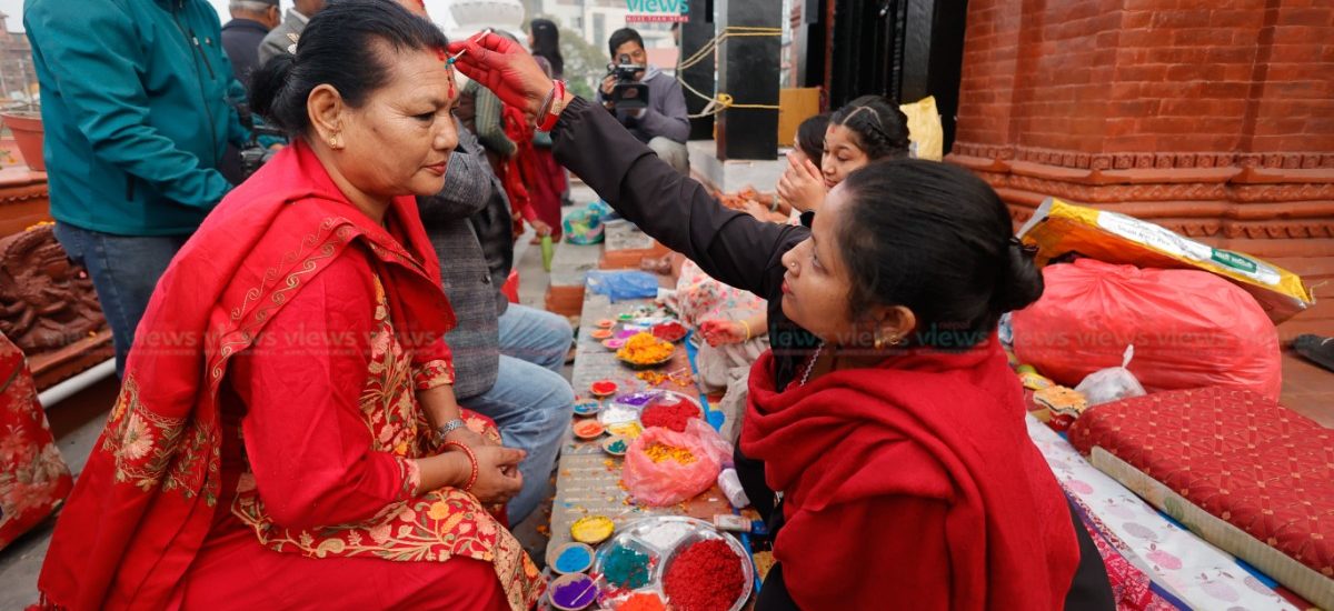 People celebrating Bhai Tika in Balgopaleshwor (Photo Feature)