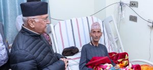 PM Oli visits hospital to inquire about father’s health