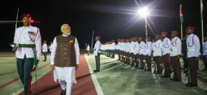 PM Modi lands in Guyana, received by President Irfaan Ali