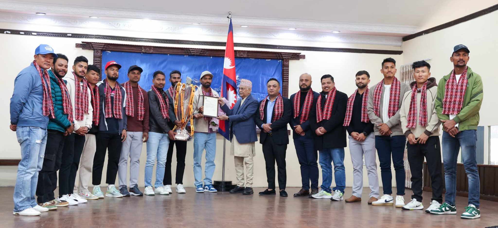 PM Oli felicitates NPL Champions Janakpur Bolts