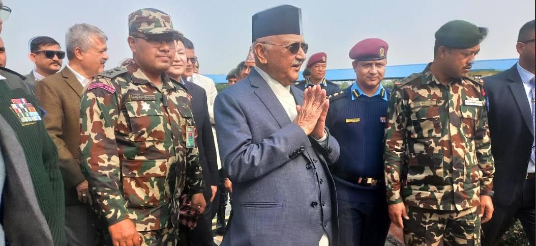 PM Oli arrives in his home district Jhapa