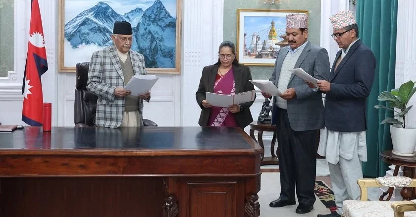 PM Oli administers oath to 3 university Vice Chancellors