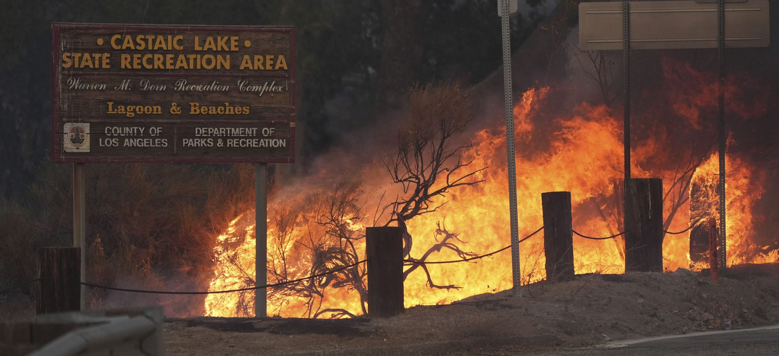 Mass evacuations after explosive new fire erupts near Los Angeles