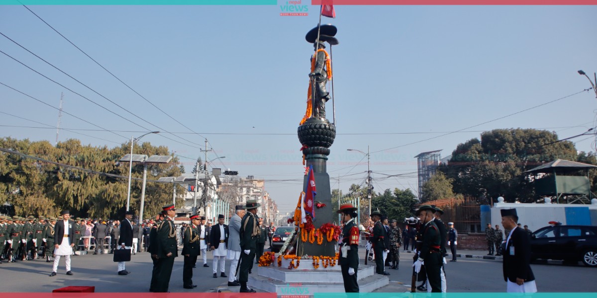 President Paudel garlands Prithvi Narayan Shah’s statue (Photo Feature)