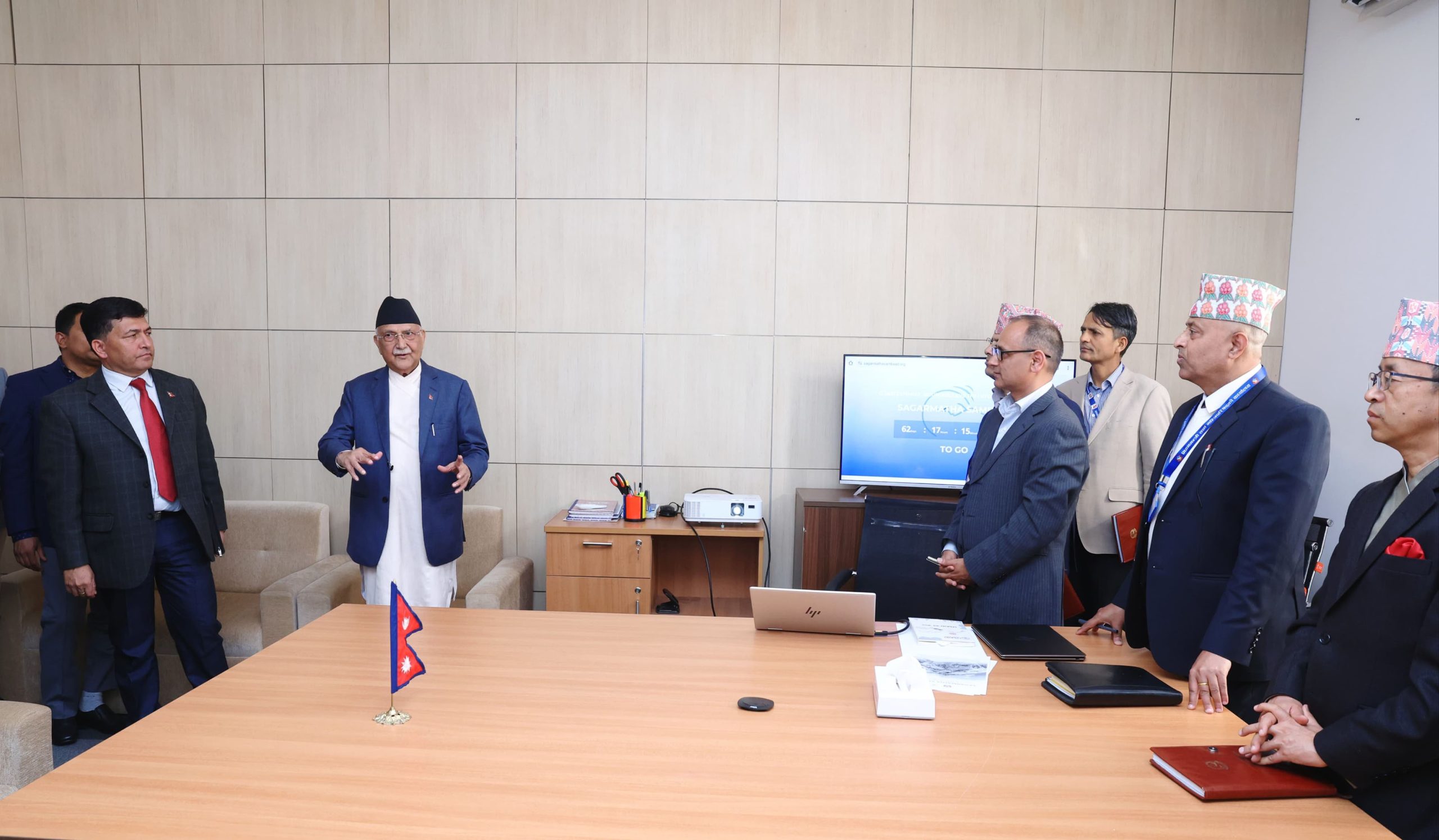 PM Oli inspects ‘Sagarmatha Sambaad’ Secretariat