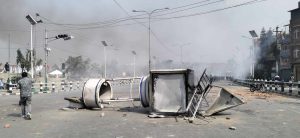 Demonstrators snatched Police’s tear gas gun