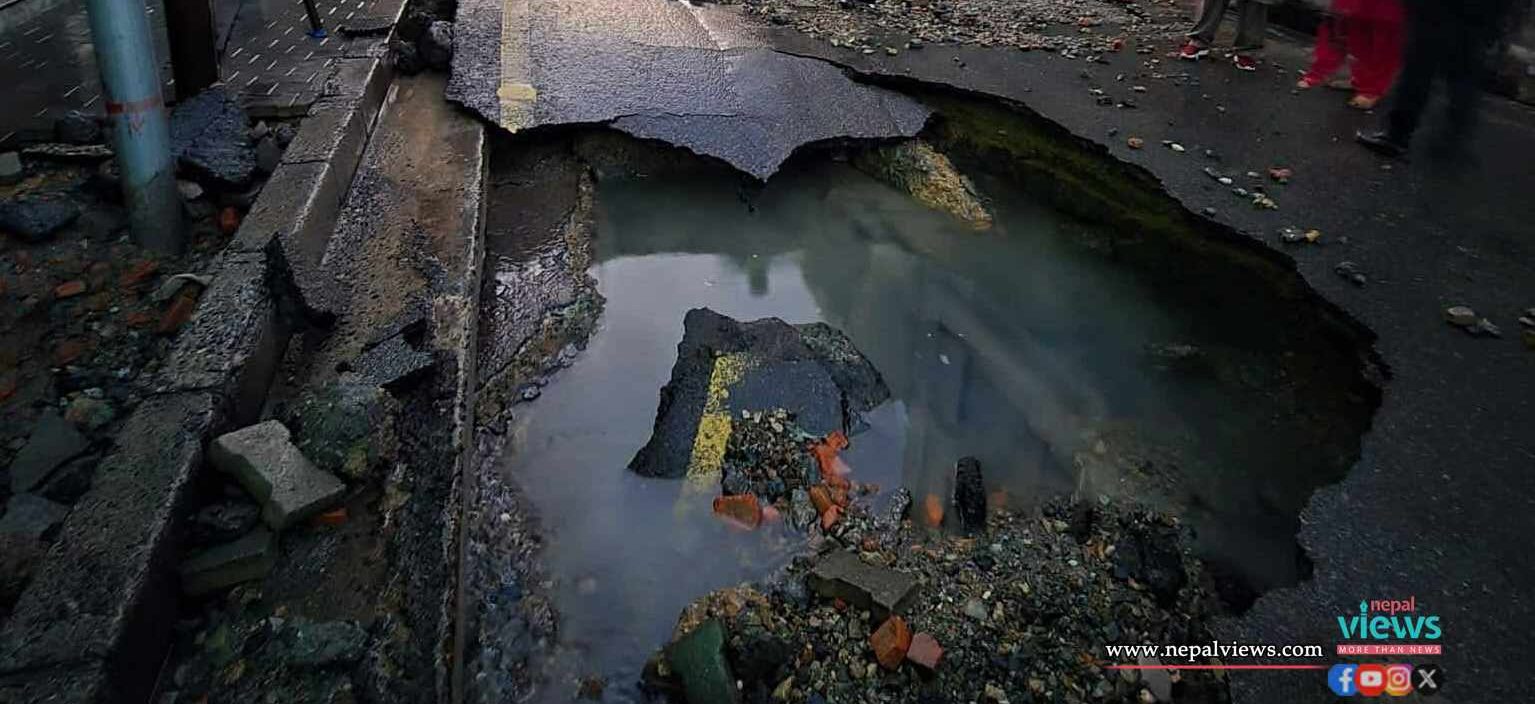 Melamchi’s Pipe burst in Thapathali; Restaurants and shops submerged
