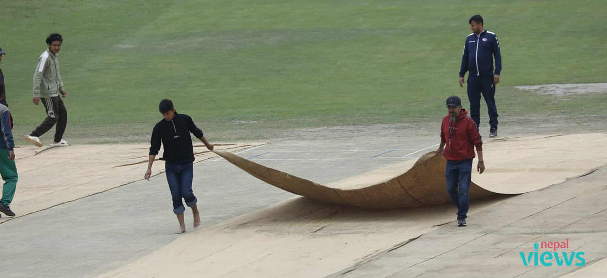 Uncovering pitch of Mulpani Cricket Stadium (Photo Feature)