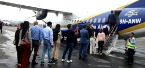 Foreign participants of ‘Sagarmatha Sambaad’ enjoy mountain flight
