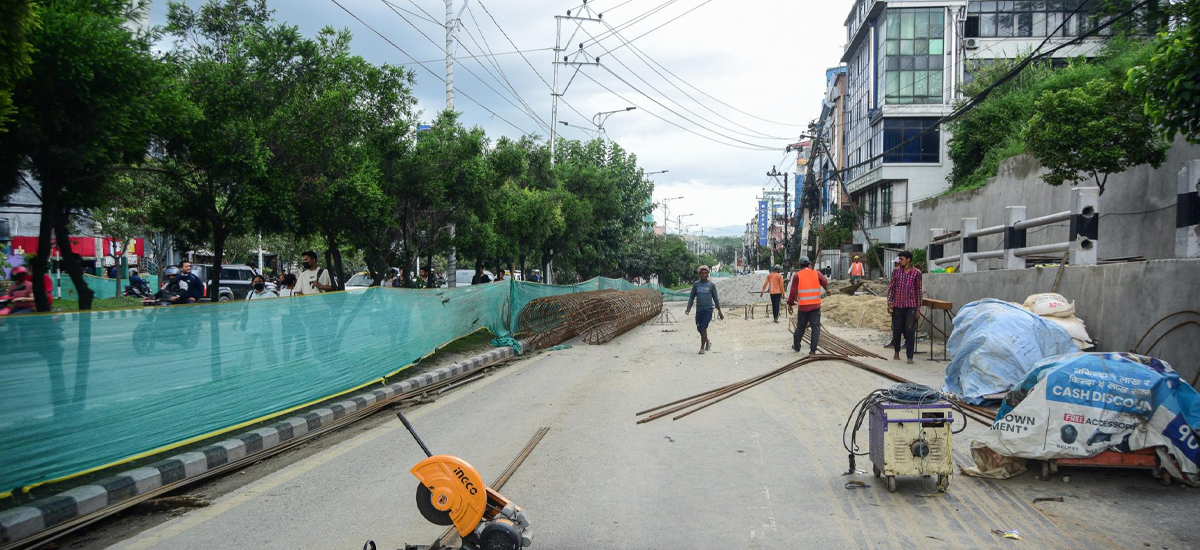 Construction of pedestrian bridge underway at Babarmahal and Minbhawan (Photos)